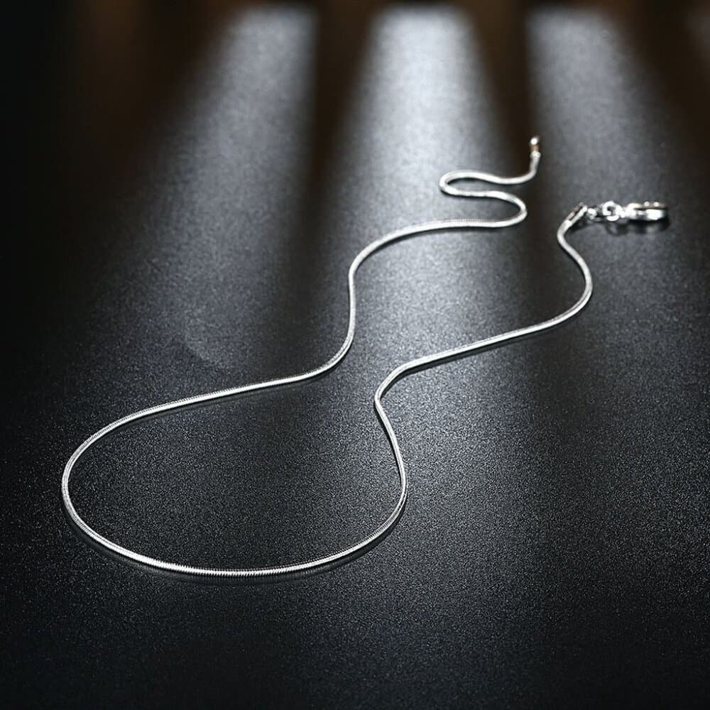 Giselle Simple Minimalist 925 Sterling Silver Snake Chain Necklace Gift Packaged - Thumbnail 4