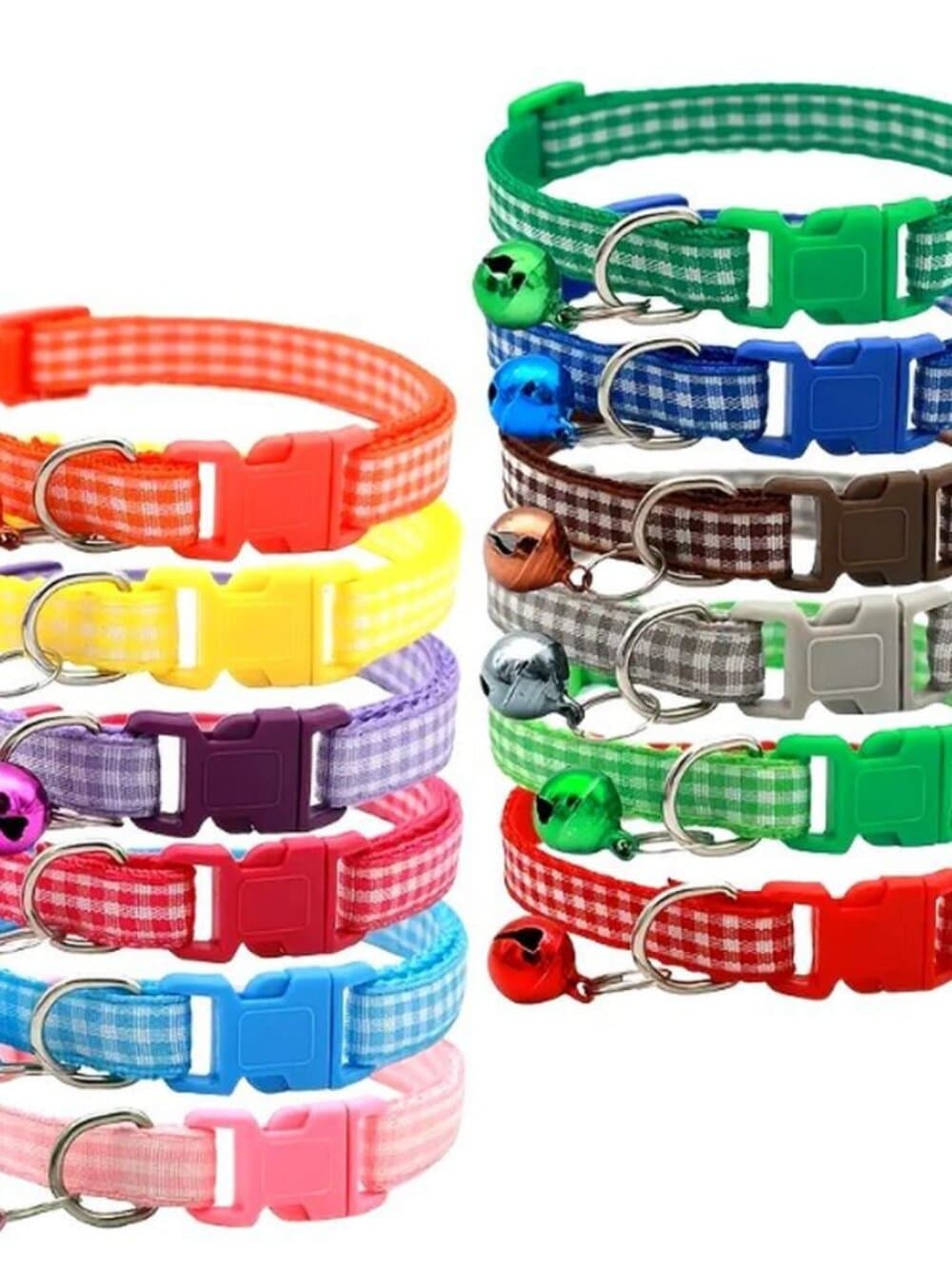 Jamie Jase Fuschia Gingham Plaid Bell Accented Cat Collar with Toys Gift Package - Thumbnail 2