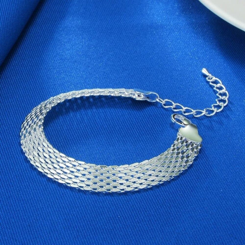 Harlow Leana Sterling Silver Mesh Weaved Chain Bracelet Gift Packaged - Thumbnail 9