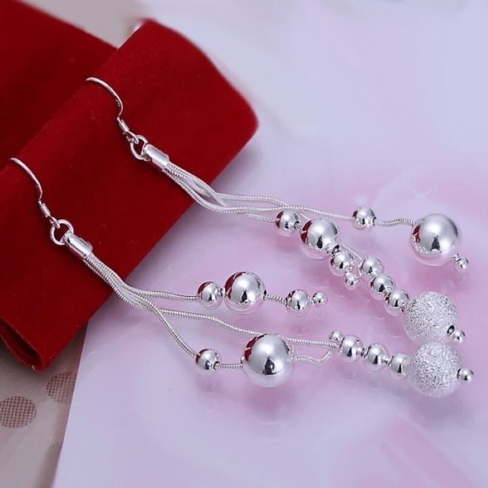 Giavanna Dangles Sterling Silver Bead Ball Drop Array Earrings Gift Boxed - Thumbnail 2