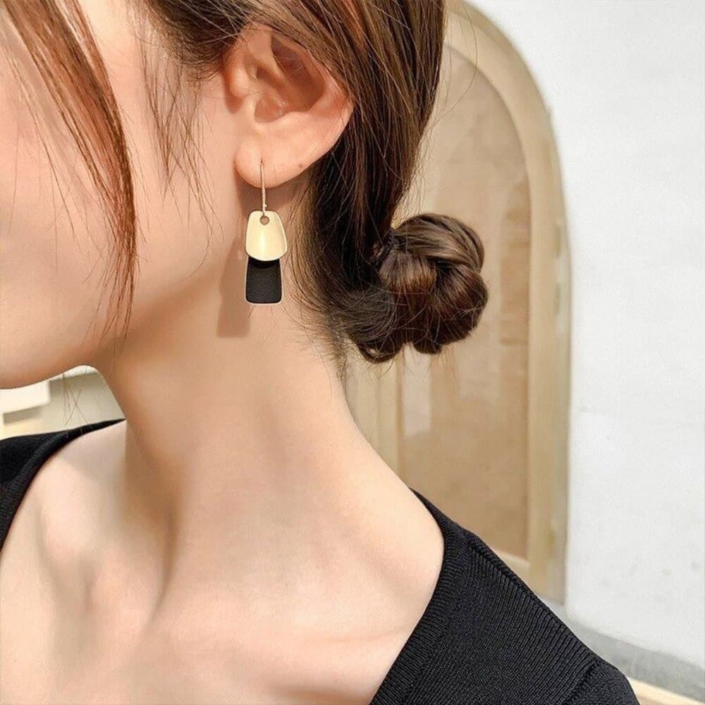 Emmie Jaise Double Layer Petal Dangle Hook Earrings Green Gold Gift Packaged - Thumbnail 3