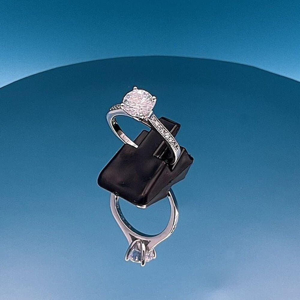 Emilia Eternity Solitaire CZ Accented 925 Sterling Silver Ring Size 8 Gift Boxed - Thumbnail 5