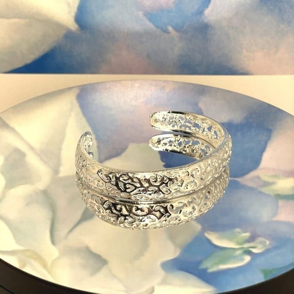 Emberly Selena Silver Filigree Cuff Bracelet Gift Packaged - Thumbnail 9