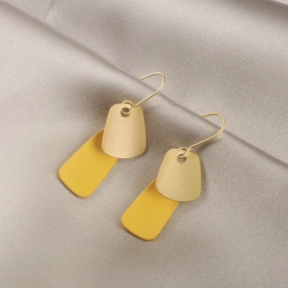 Emmie Jaise Double Layer Petal Dangle Hook Earrings Yellow Gold Gift Packaged - Thumbnail 8