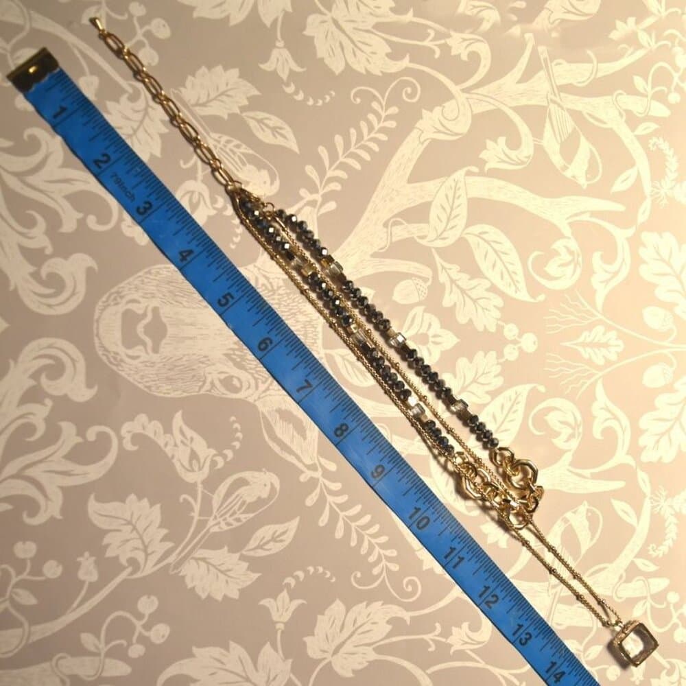 Double Layer Beaded Embellished Geo Necklace Caroline C Estate Collection Piece - Thumbnail 5
