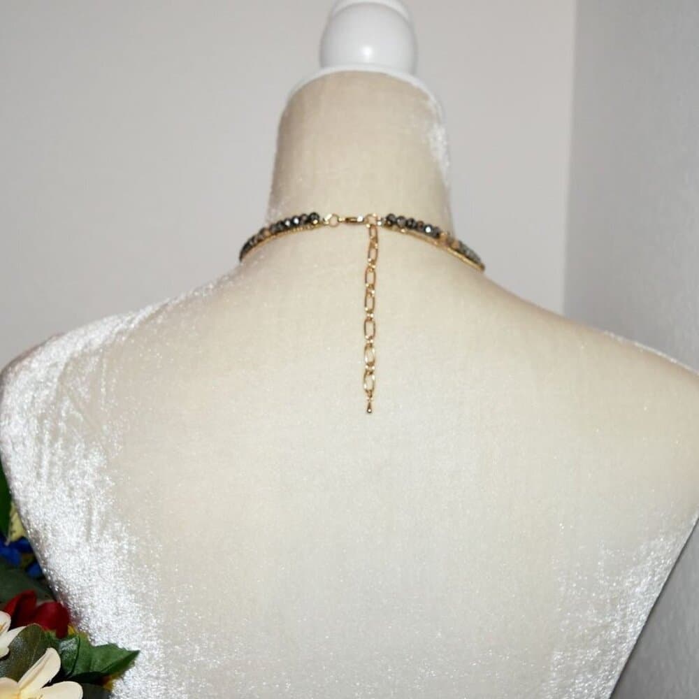 Double Layer Beaded Embellished Geo Necklace Caroline C Estate Collection Piece - Thumbnail 4