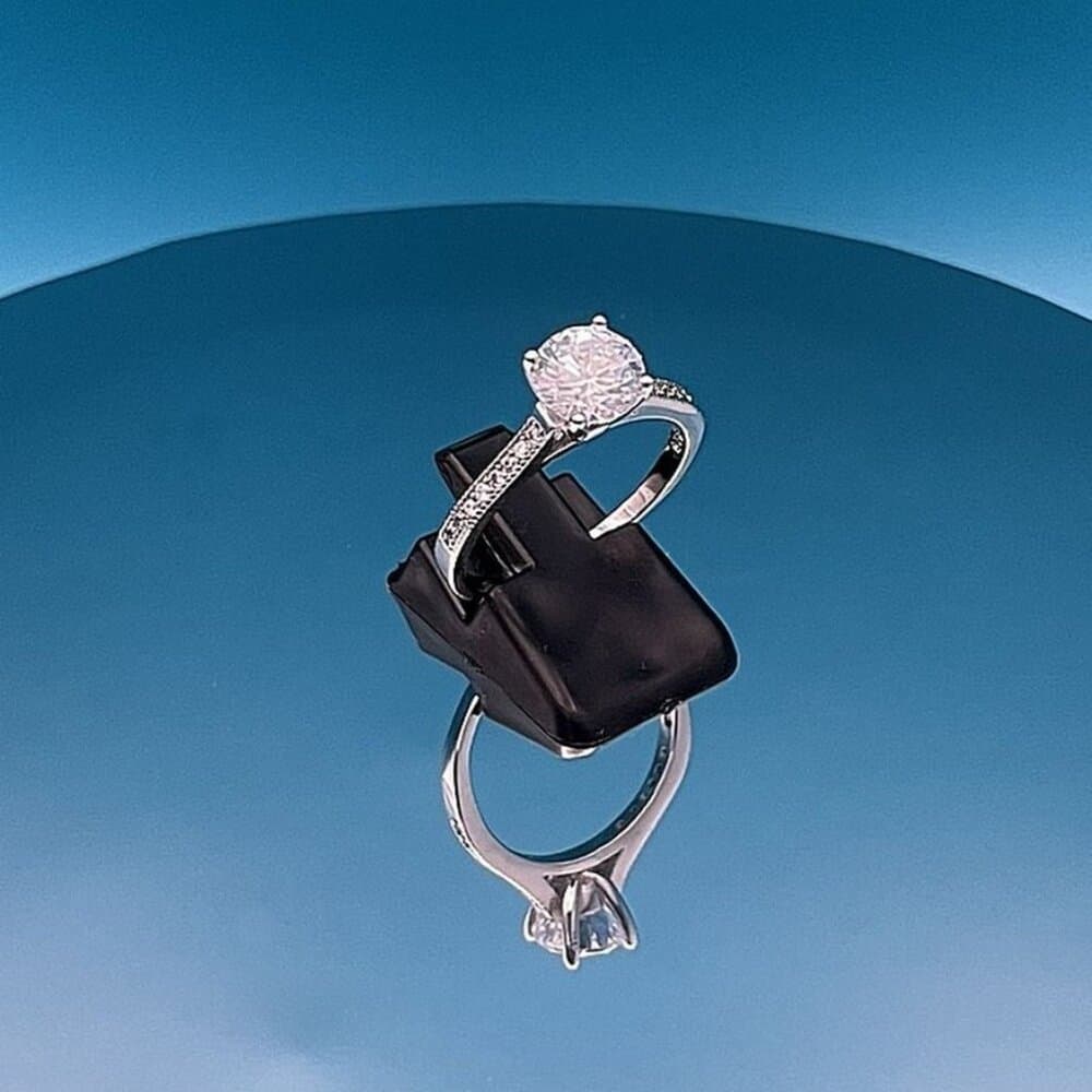 Emilia Eternity Solitaire CZ Accented 925 Sterling Silver Ring Size 8 Gift Boxed - Thumbnail 9