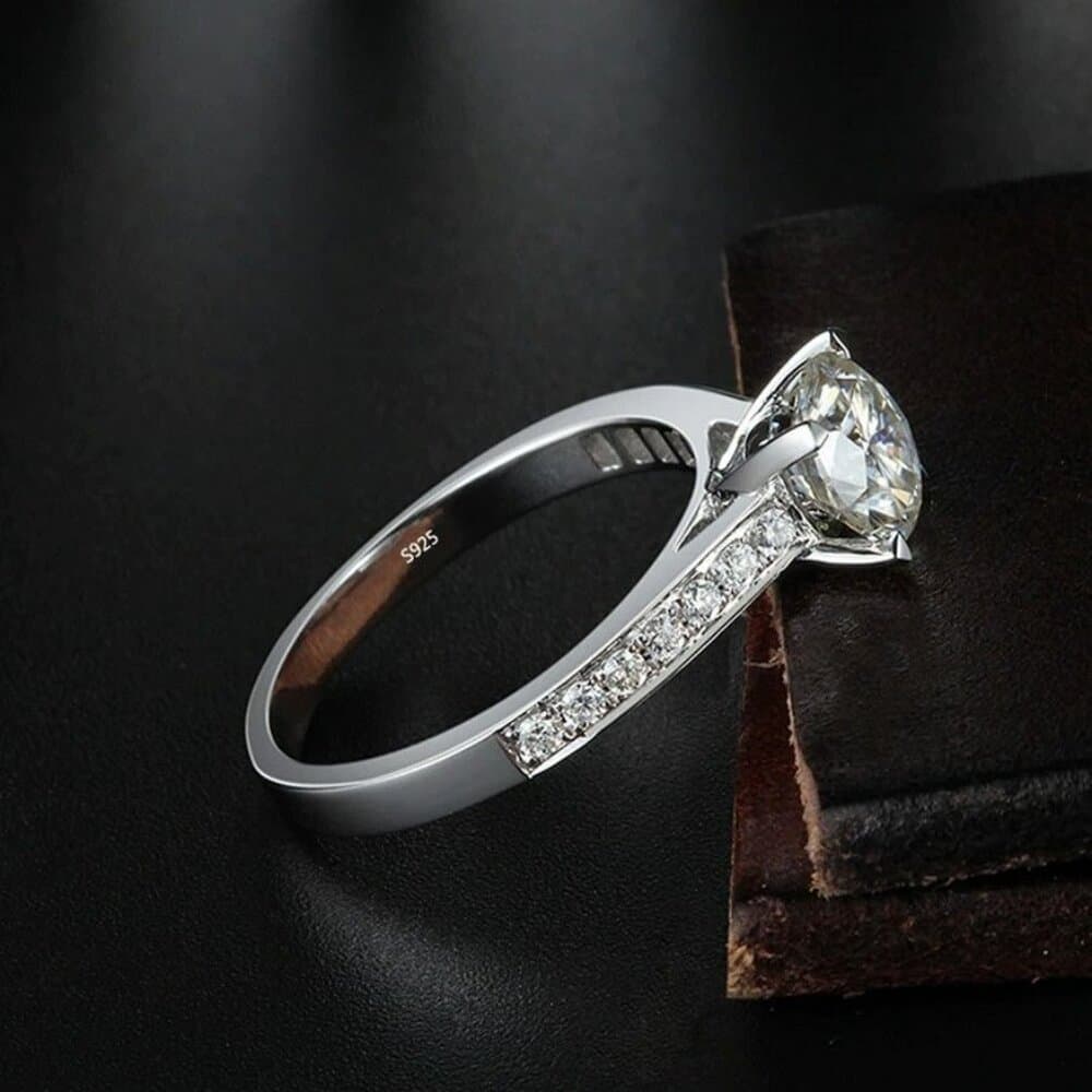 Emilia Eternity Solitaire CZ Accented 925 Sterling Silver Ring Size 8 Gift Boxed - Thumbnail 2