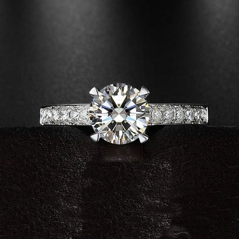 Emilia Eternity Solitaire CZ Accented 925 Sterling Silver Ring Size 8 Gift Boxed - Thumbnail 3