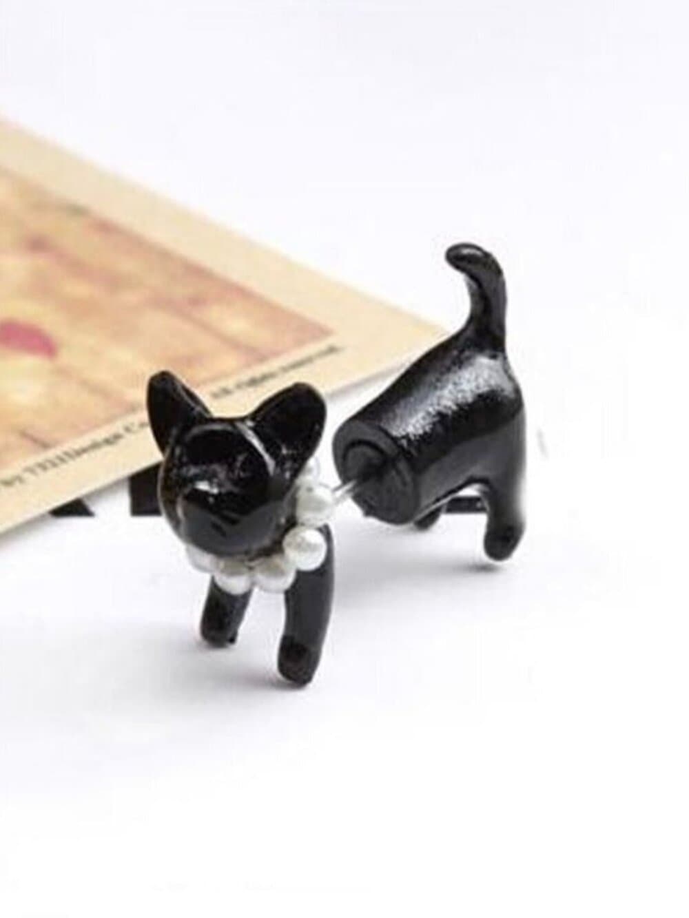 Deb Dee Dee Cutie Black Cat 3D Kitty Earrings Gift Packaged - Thumbnail 4