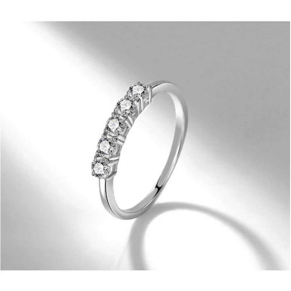 Delane Five Stone 925 Sterling Silver CZ Anniversary Band Ring Size 7 Gift Boxed - Thumbnail 4