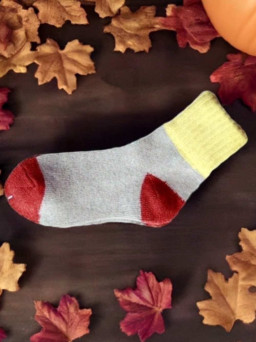 Chelsea Colorblock Womens Crew Socks Gray with Brown and Yellow Gift Packaged - Thumbnail 5