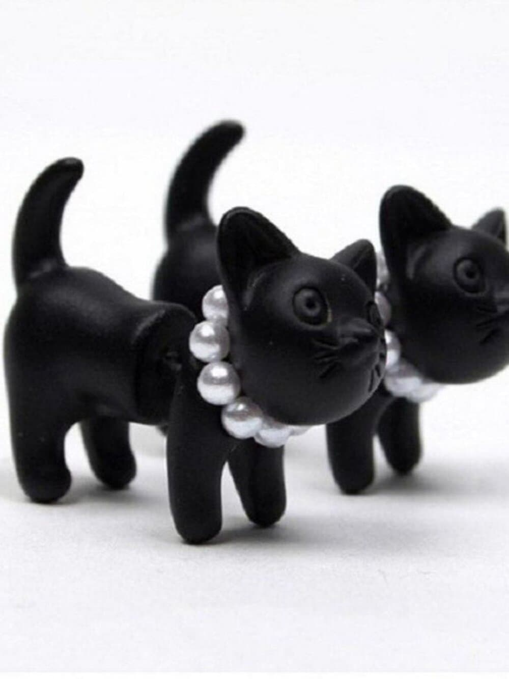 Deb Dee Dee Cutie Black Cat 3D Kitty Earrings Gift Packaged