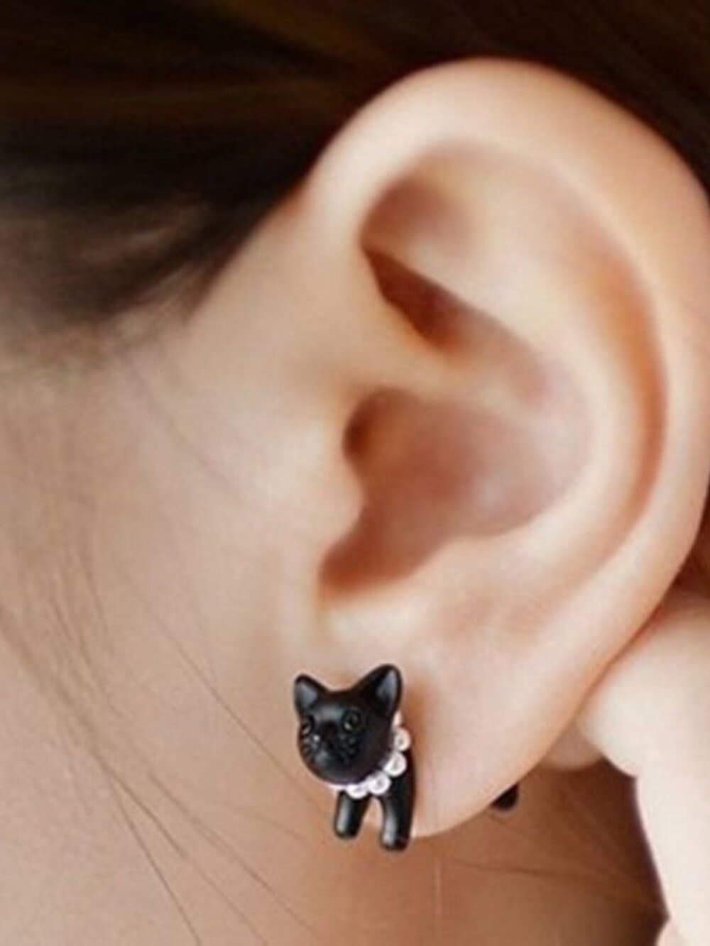 Deb Dee Dee Cutie Black Cat 3D Kitty Earrings Gift Packaged - Thumbnail 2