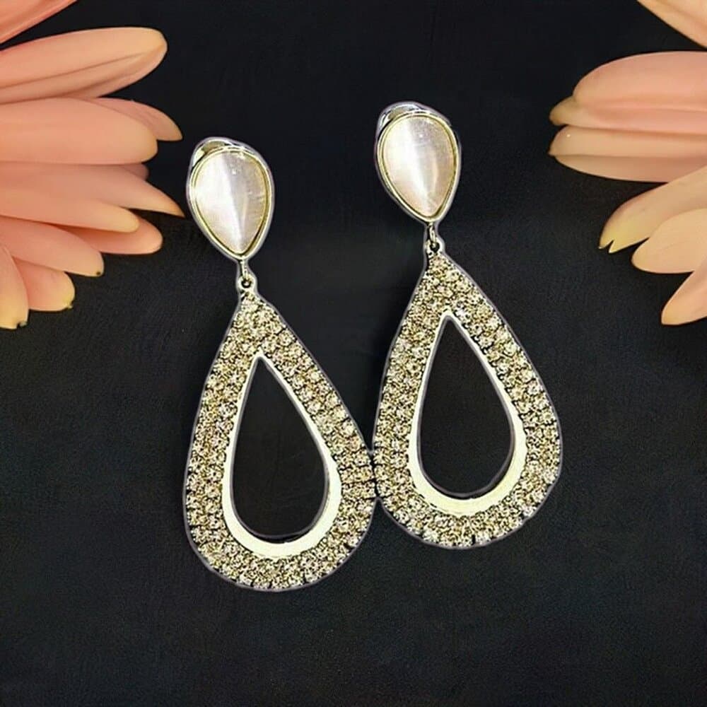 Destiny Ellas Shimmering Hollow Teardrop Dangle Earrings Gift Packaged