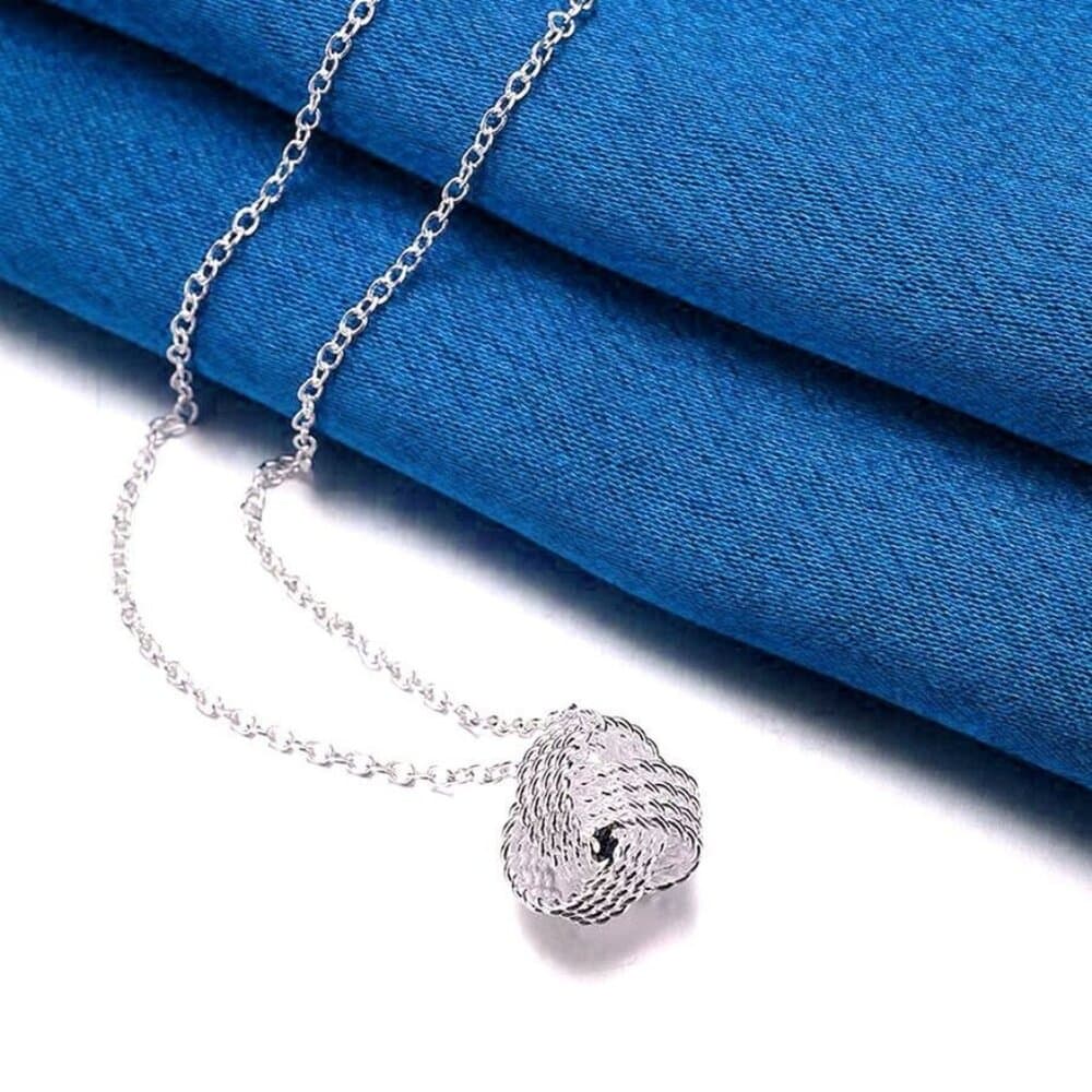 Delanie Elegant Love Knot 925 Sterling Silver Pendant Necklace Gift Boxed - Thumbnail 3