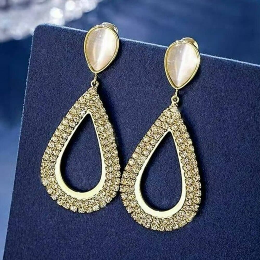 Destiny Ellas Shimmering Hollow Teardrop Dangle Earrings Gift Packaged - Thumbnail 4