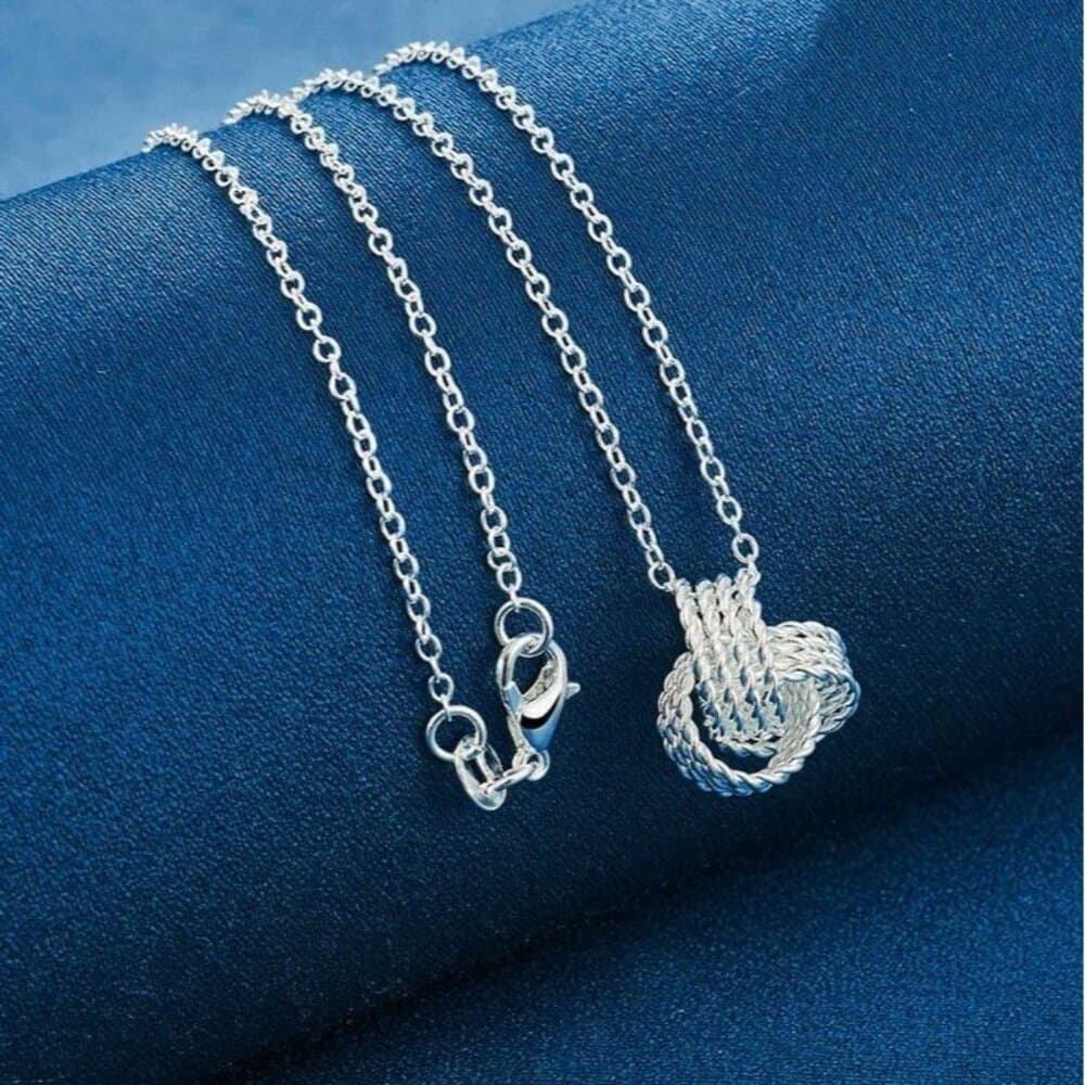 Delanie Elegant Love Knot 925 Sterling Silver Pendant Necklace Gift Boxed - Thumbnail 2
