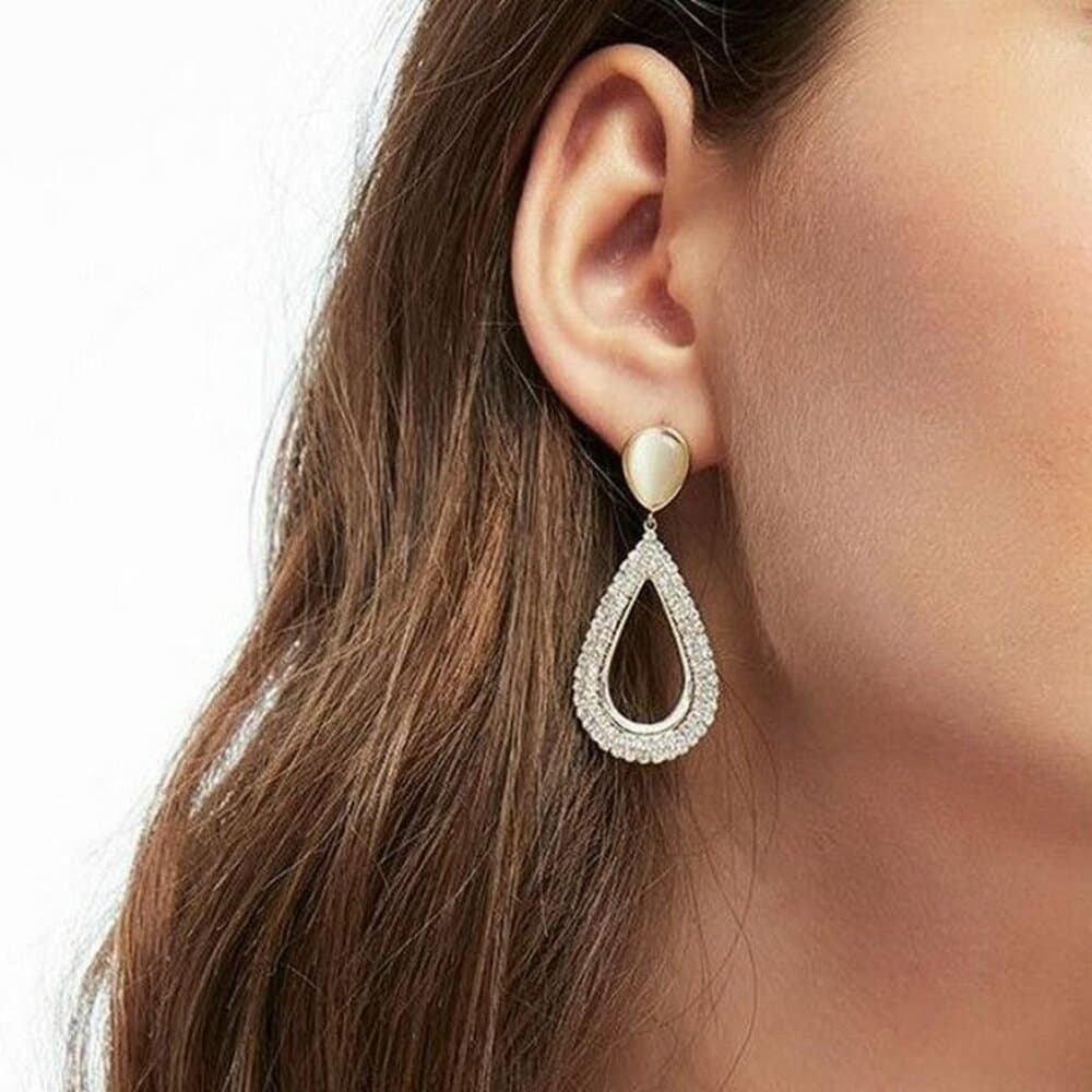 Destiny Ellas Shimmering Hollow Teardrop Dangle Earrings Gift Packaged - Thumbnail 3