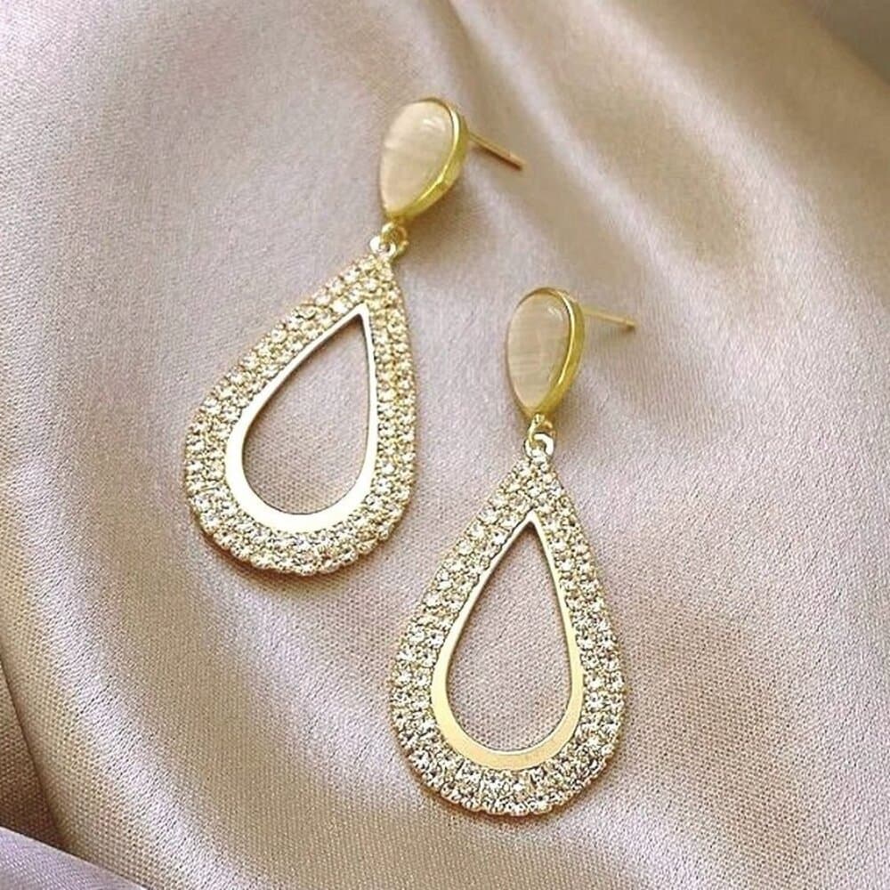 Destiny Ellas Shimmering Hollow Teardrop Dangle Earrings Gift Packaged - Thumbnail 2