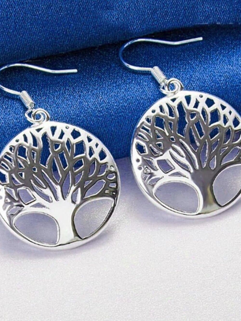 Destinelle Filigree Tree of Life 925 Sterling Silver Earrings Gift Packaged - Thumbnail 2