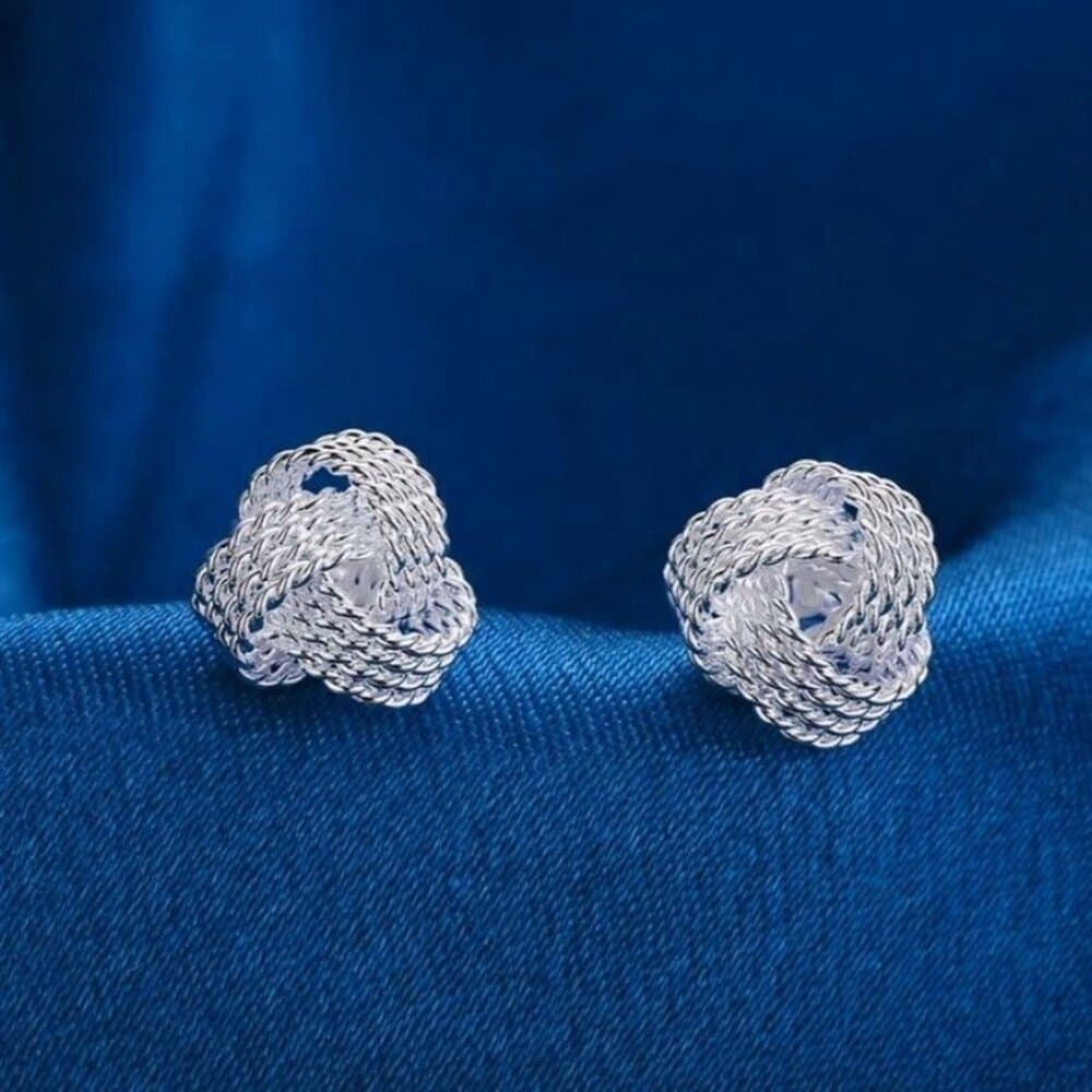 Delanie Elegant Love Knot 925 Sterling Silver Stud Earrings Gift Boxed - Thumbnail 2