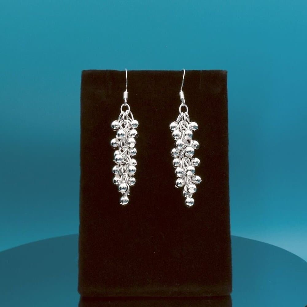 Carly Lyana Multi Layered Beaded Earrings 925 Sterling Silver Gift Boxed - Thumbnail 11