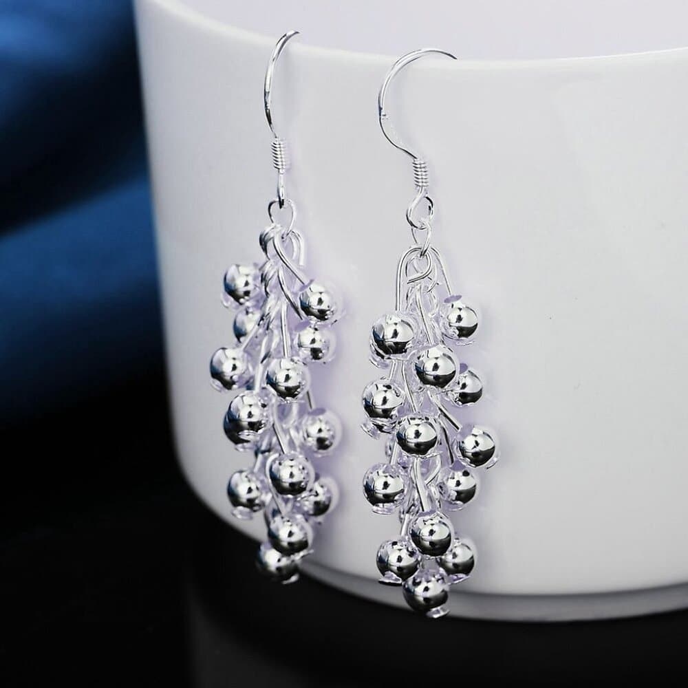 Carly Lyana Multi Layered Beaded Earrings 925 Sterling Silver Gift Boxed - Thumbnail 6