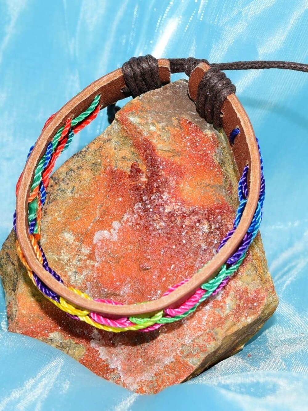 Caz Punch Cross Stitch Leather Bracelet Blue Purple Orange Gift Boxed Womens - Thumbnail 2