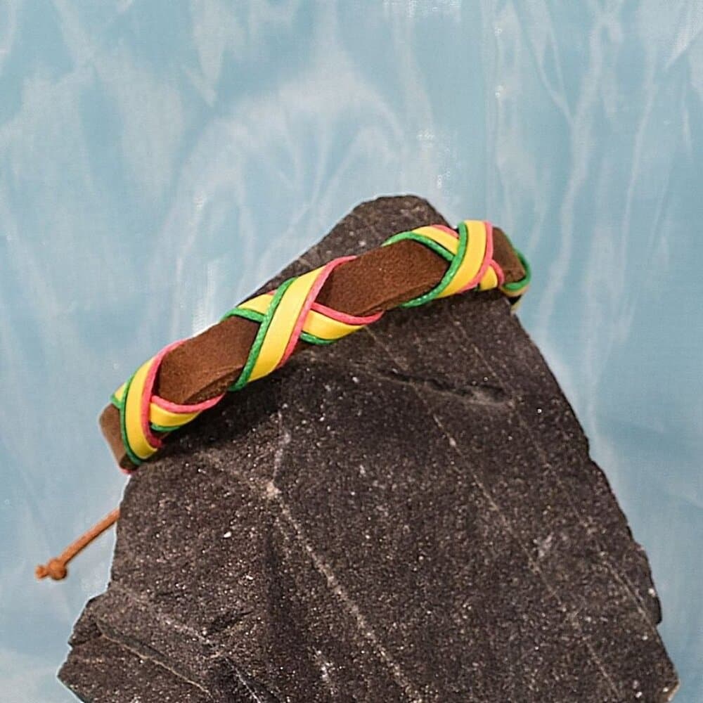 Channii Criss Cross Yellow Sliding Tie Leather Bracelet Gift Packaged - Thumbnail 3