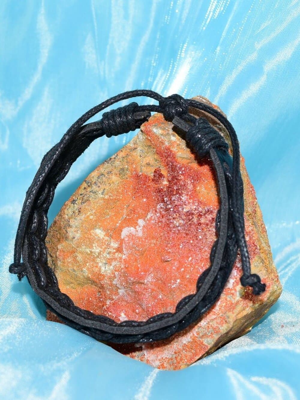 Caz Punch Cross Stitch Leather Bracelet Black on Black Gift Boxed Womens - Thumbnail 2