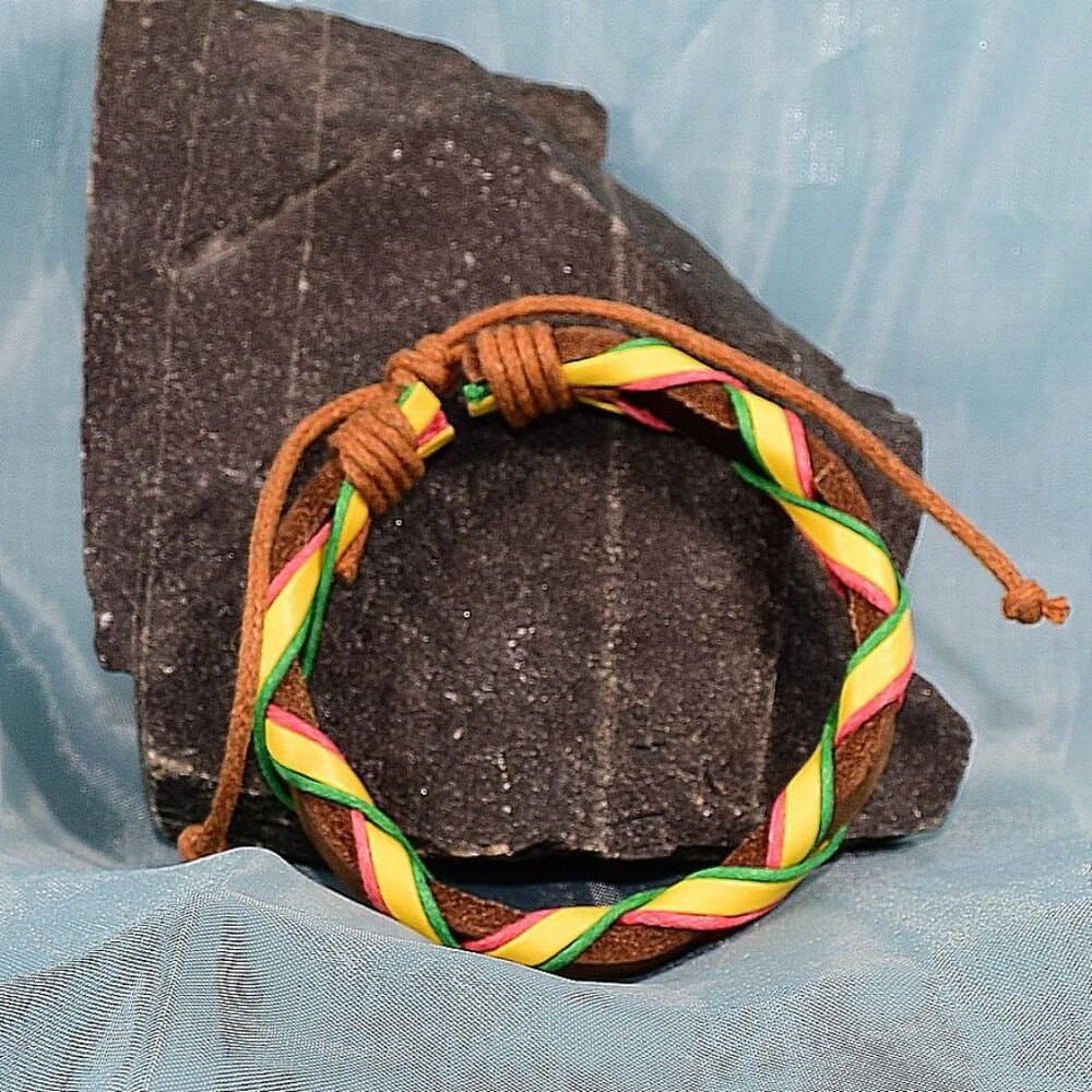 Channii Criss Cross Yellow Sliding Tie Leather Bracelet Gift Packaged - Thumbnail 2