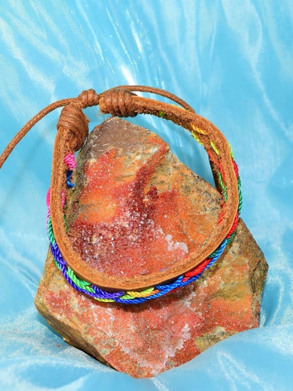 Caz Punch Cross Stitch Leather Bracelet Red Blue Green Brown Womens Gift Boxed - Thumbnail 4
