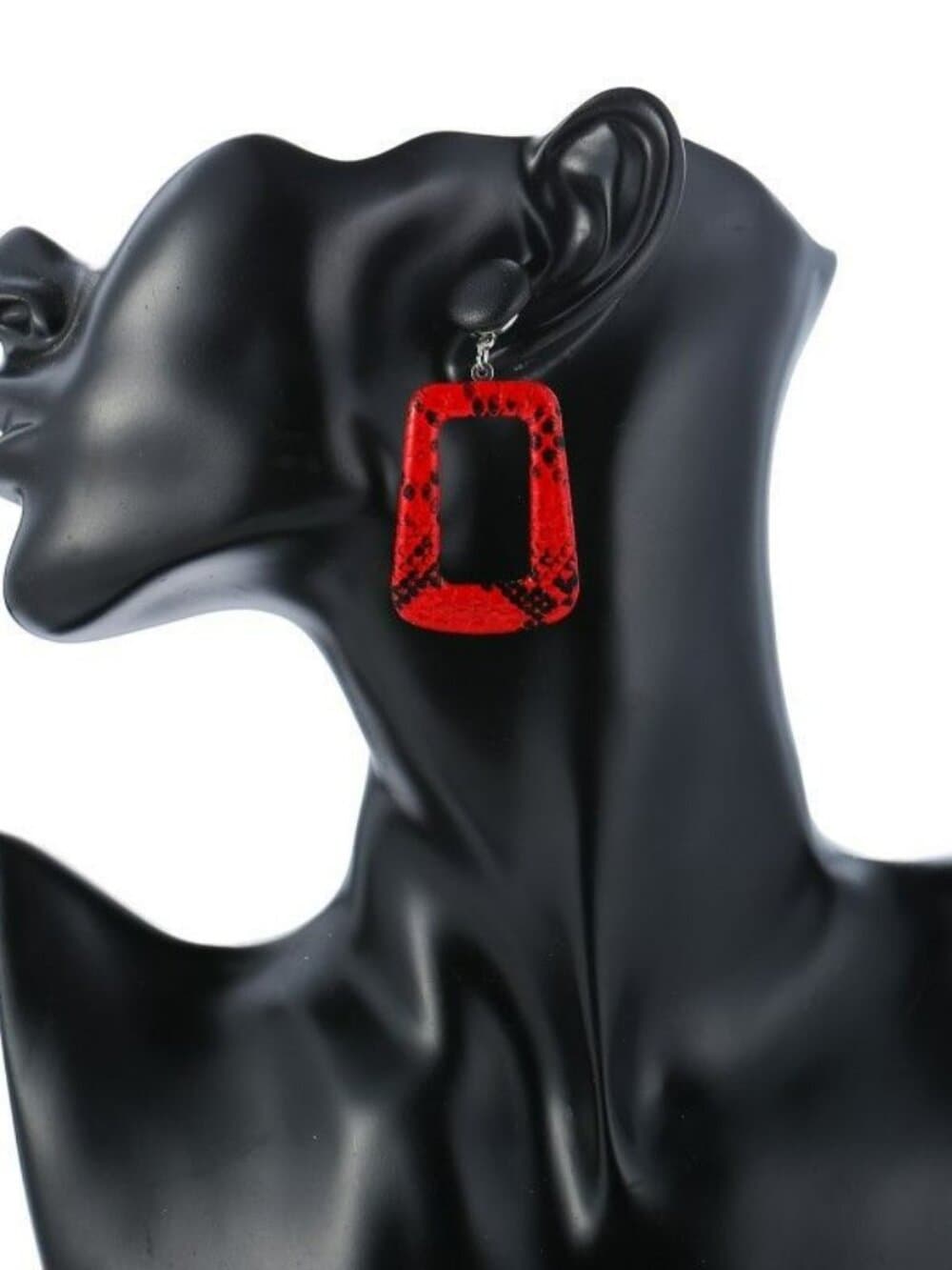 Briella Style Snake Skin Open Square Dangle Earrings Brown Black Gift Packaged - Thumbnail 4