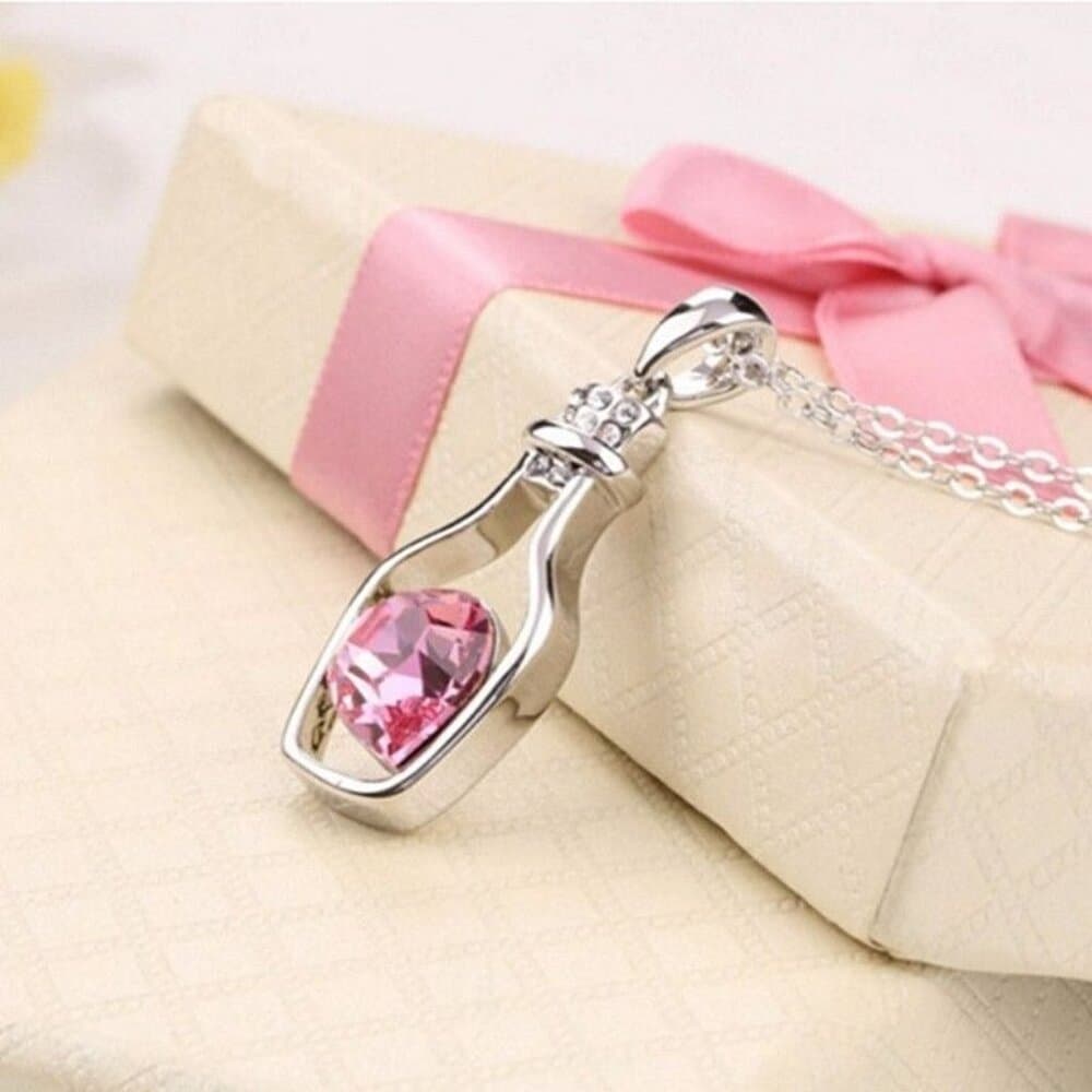 Callie Heart Message Bottle Charm Pendant Necklace Pink Gift Packaged - Thumbnail 3
