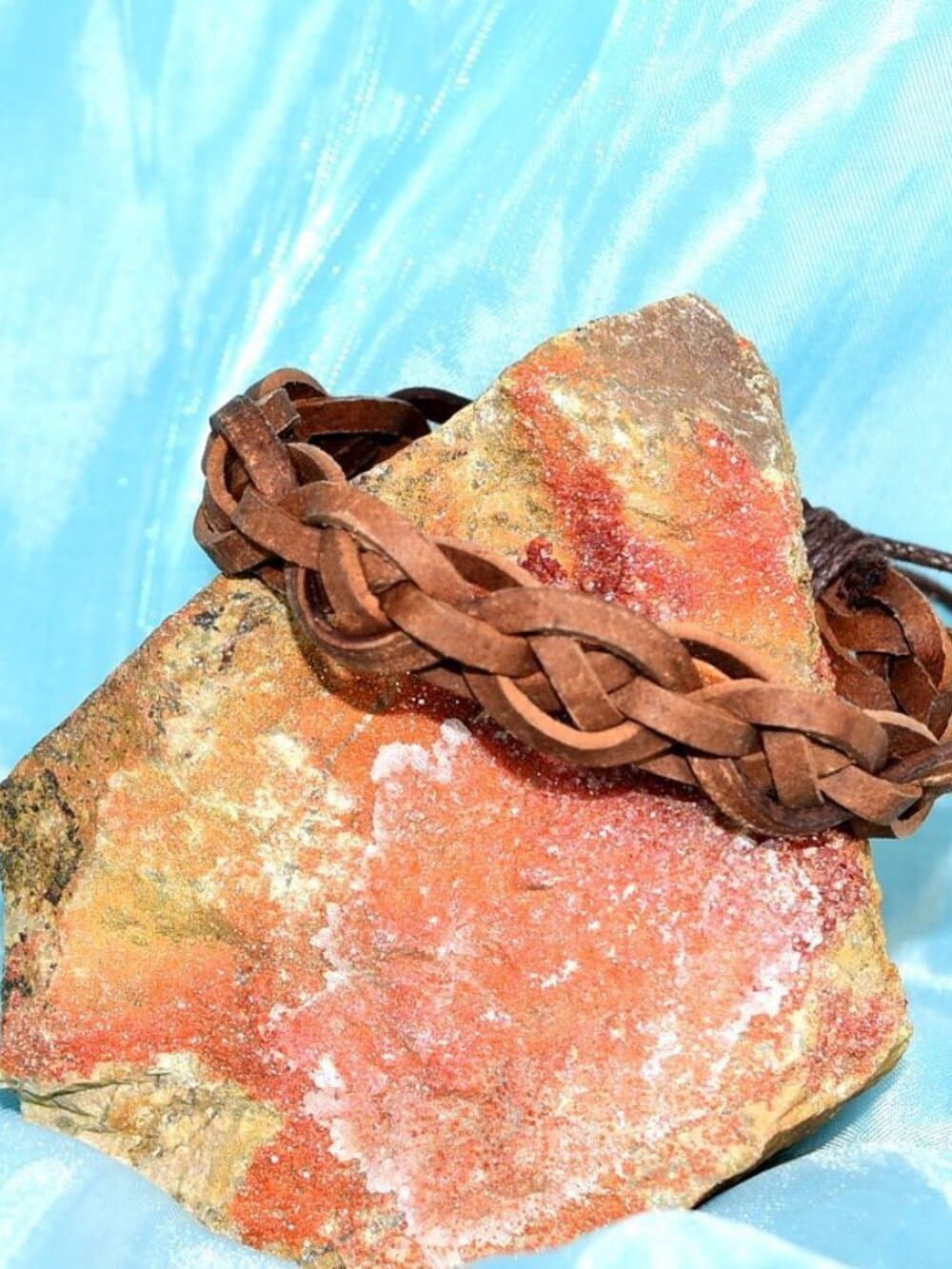 Weathered Celtic Braid Sliding Tie Leather Bracelet Rustic Brown Mens Gift Boxed - Thumbnail 5