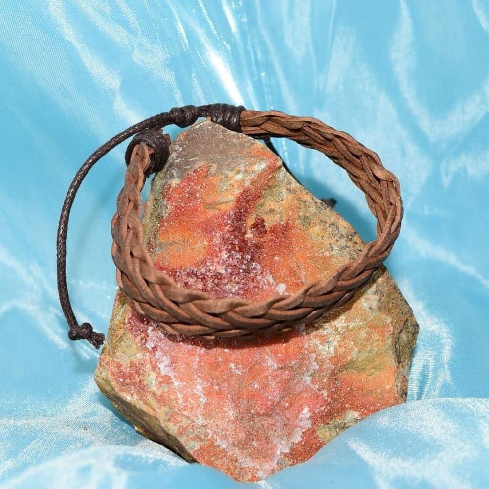 Tye Herringbone Mens Weathered Sliding Tie Brown Leather Bracelet Gift Packaged - Thumbnail 4