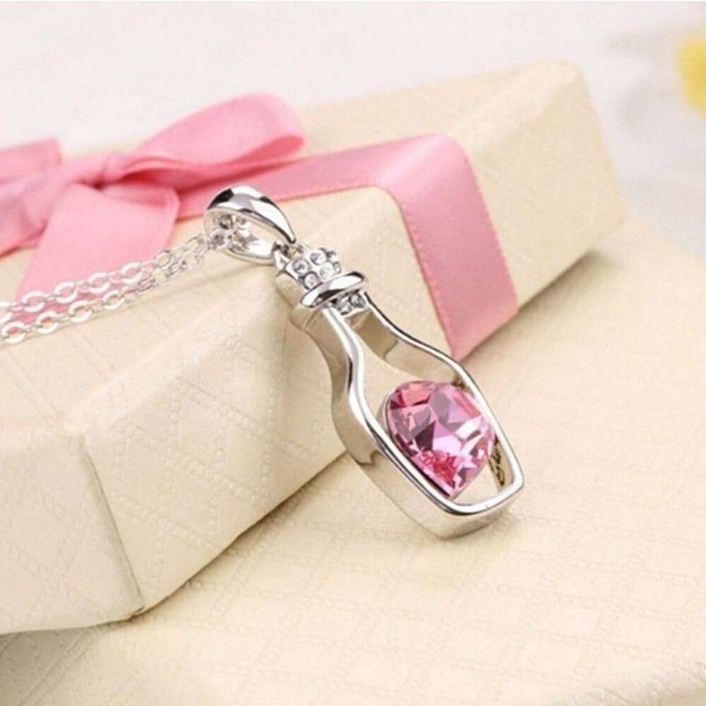 Callie Heart Message Bottle Charm Pendant Necklace Pink Gift Packaged - Thumbnail 8