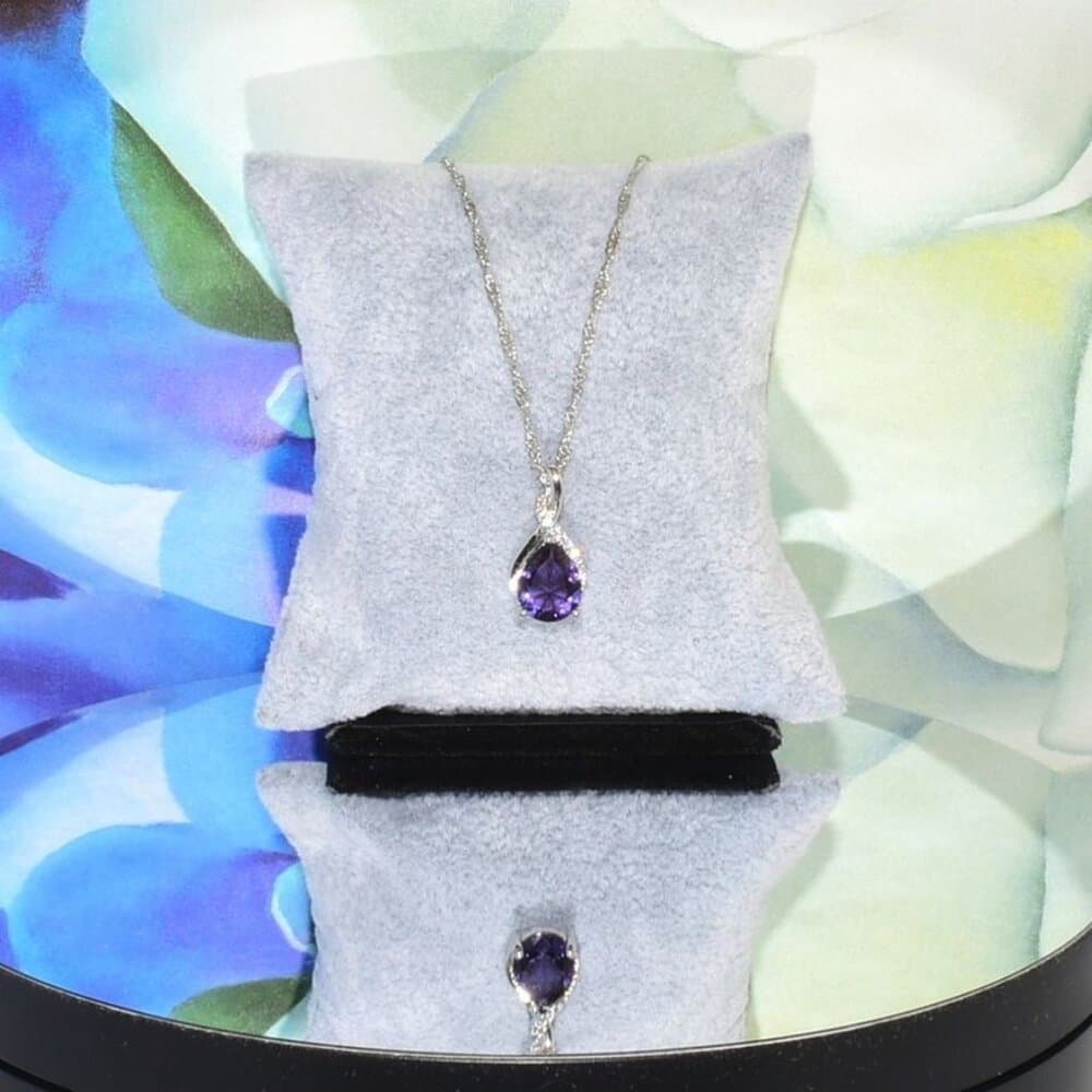 Brianna Teardrop Purple Amethyst 925 Sterling Silver Pendant Necklace Gift Boxed - Thumbnail 7