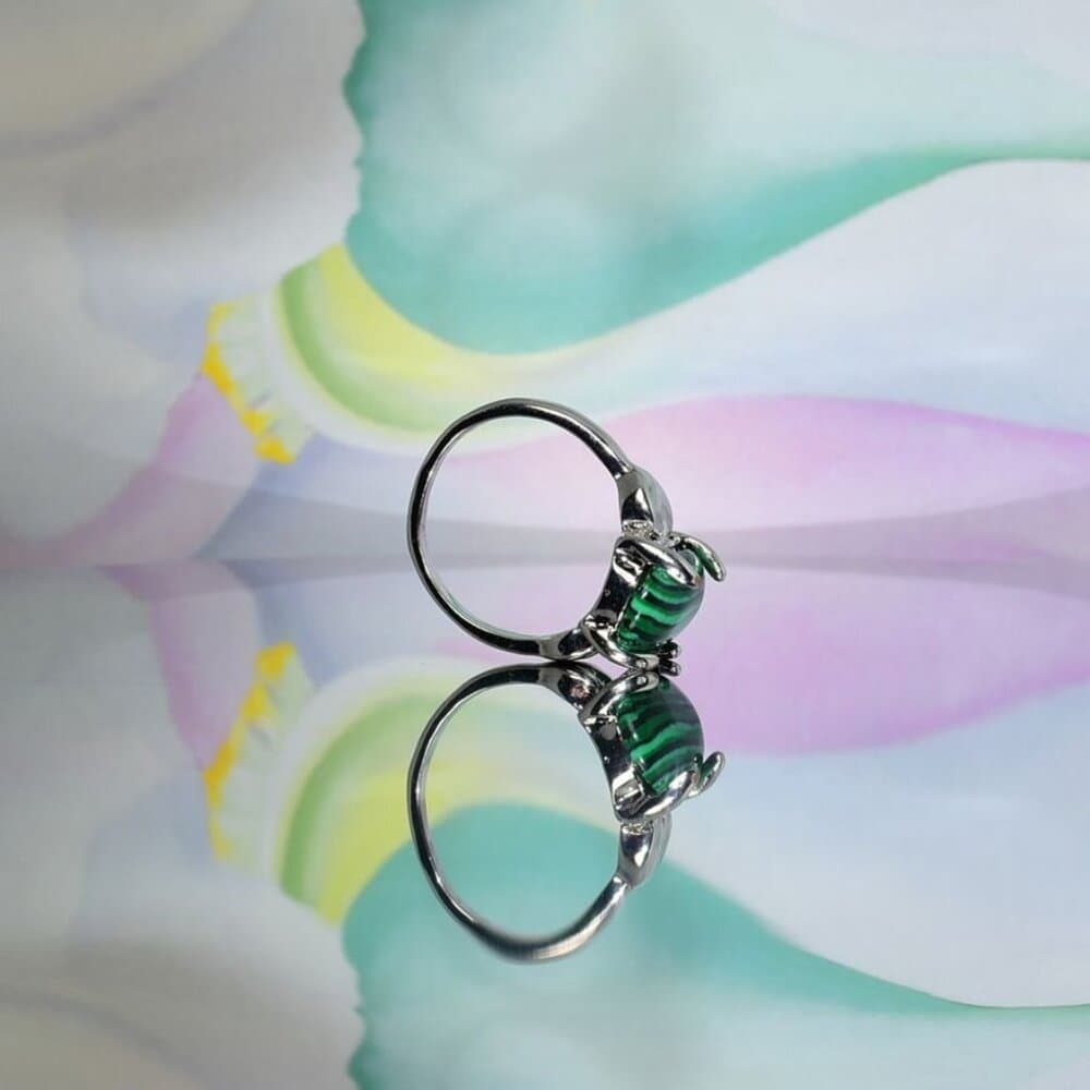 Brynleigh Rae Oval Green Malachite Silver Ring Size 9 Gift Boxed - Thumbnail 4