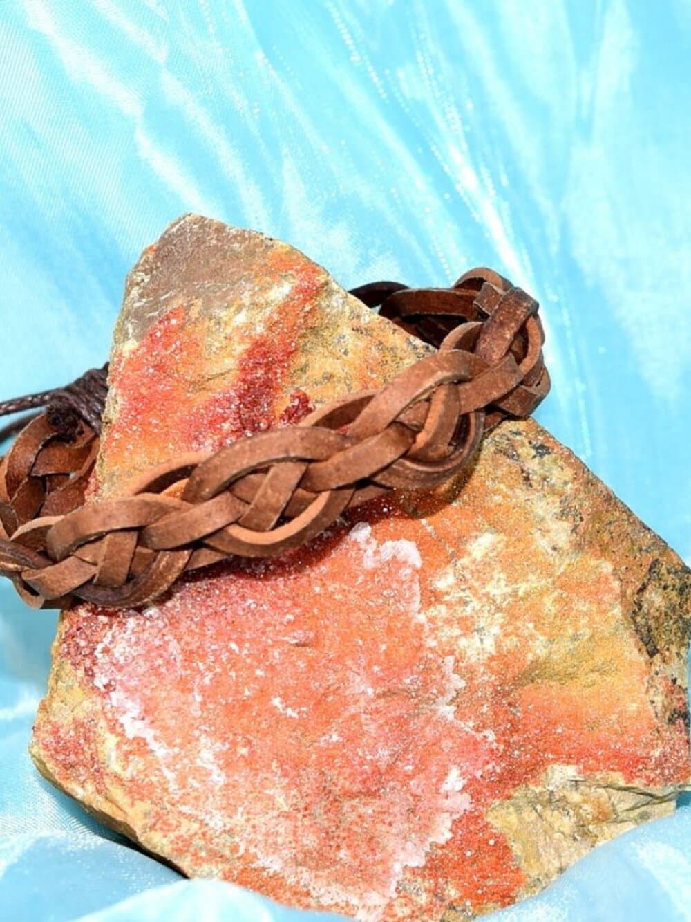 Weathered Celtic Braid Sliding Tie Leather Bracelet Rustic Brown Mens Gift Boxed - Thumbnail 3