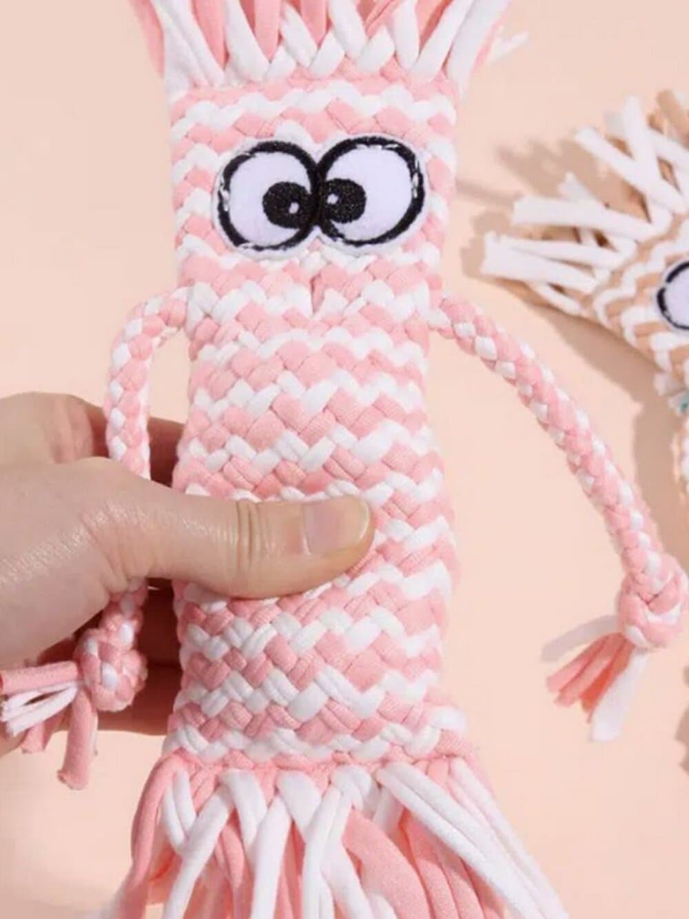 Bella Jaxony Soft Pink Fringed Squeaky Funny Character Three Toy Gift Packaged - Thumbnail 2