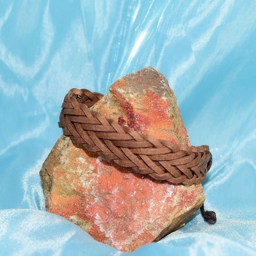 Tye Herringbone Mens Weathered Sliding Tie Brown Leather Bracelet Gift Packaged - Thumbnail 9