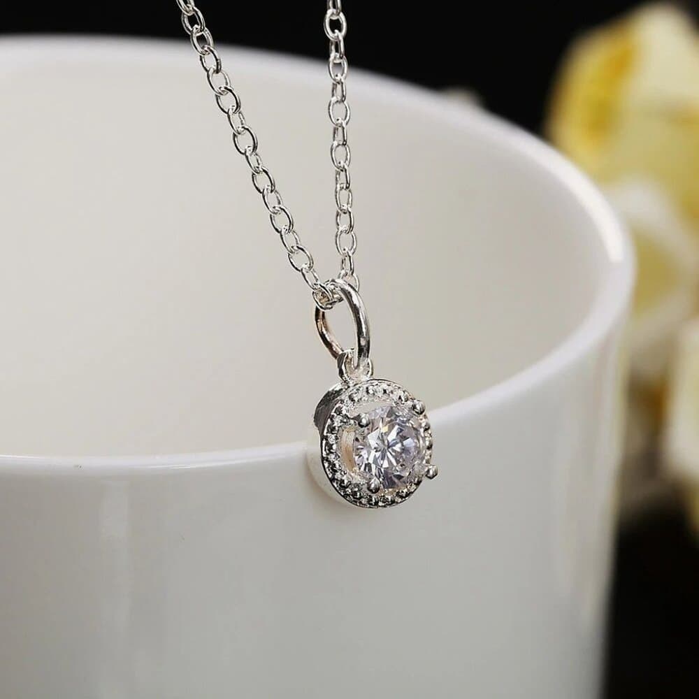 Avianna Halo Cubic Zirconia Sterling Silver Pendant Necklace Gift Boxed - Thumbnail 4