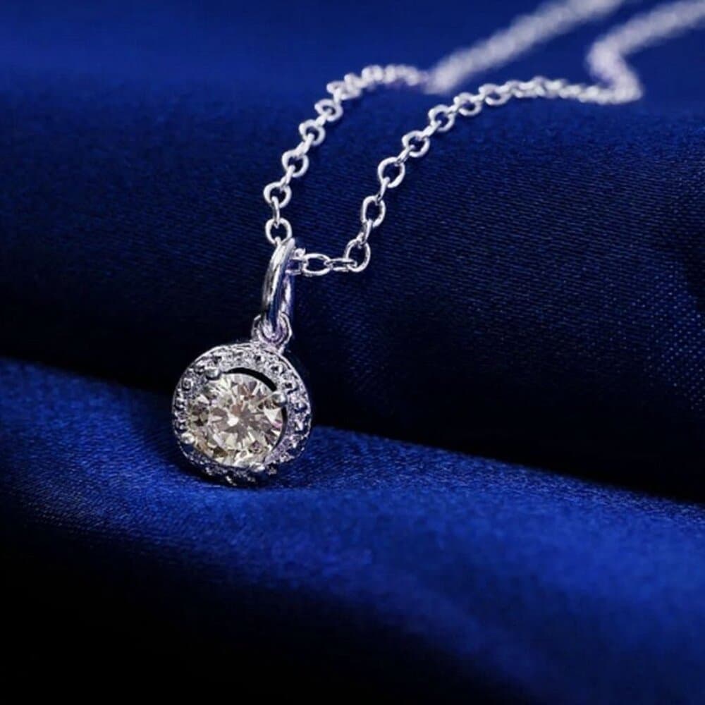 Avianna Halo Cubic Zirconia Sterling Silver Pendant Necklace Gift Boxed - Thumbnail 3