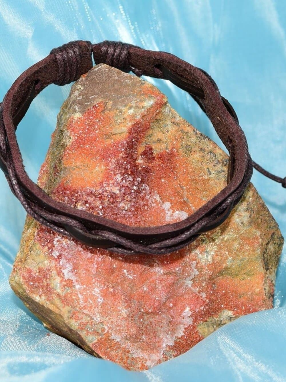 Malik Punch Weave Hemp Leather Bracelet Dark Brown Mens Gift Packaged - Thumbnail 4