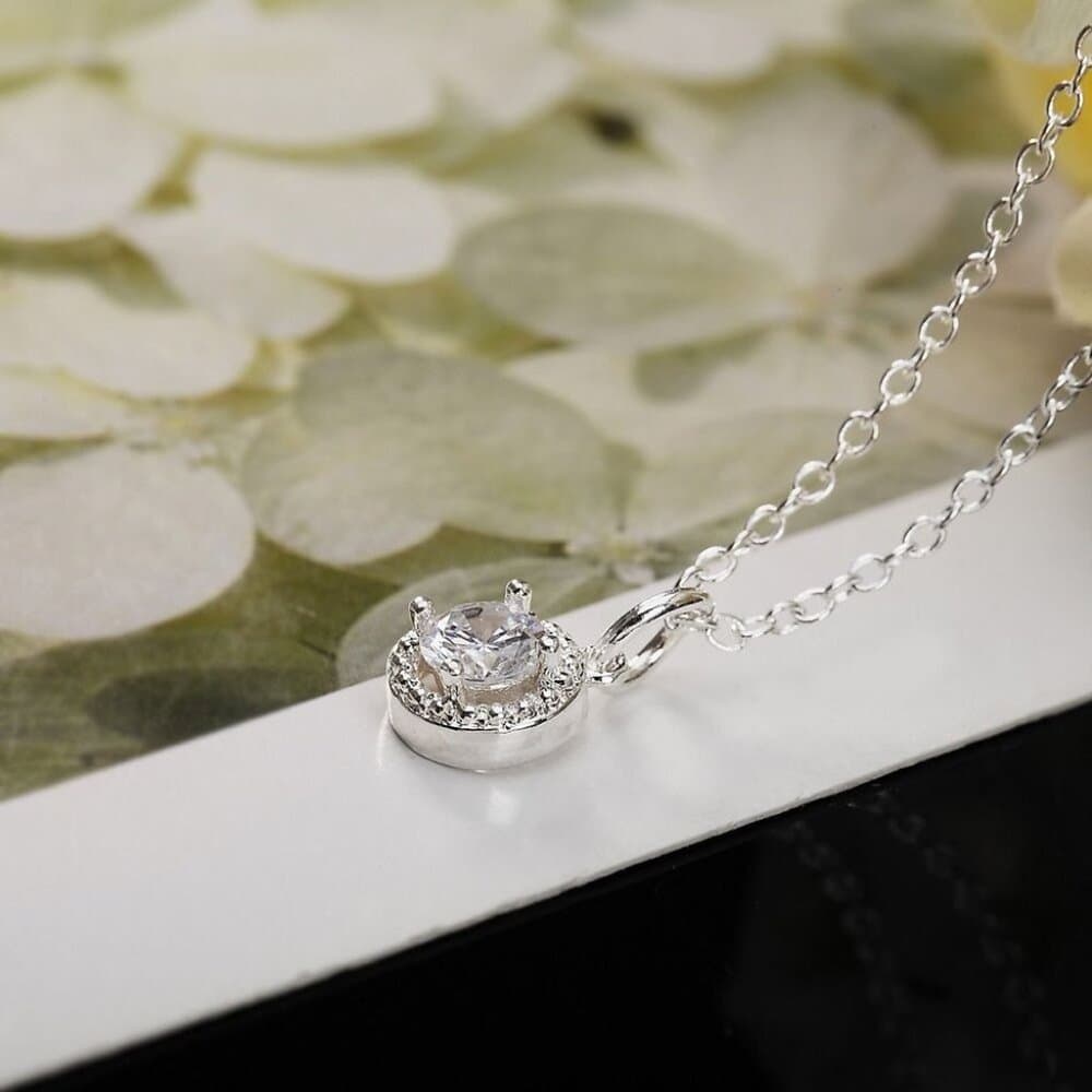 Avianna Halo Cubic Zirconia Sterling Silver Pendant Necklace Gift Boxed - Thumbnail 2