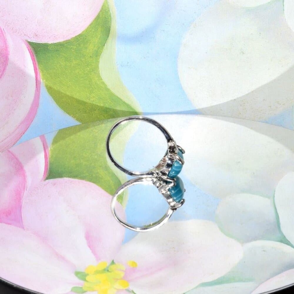 Ayla Azure Oval Blue Striped Onyx Silver Ring Womens Size 9.5 Gift Boxed - Thumbnail 3