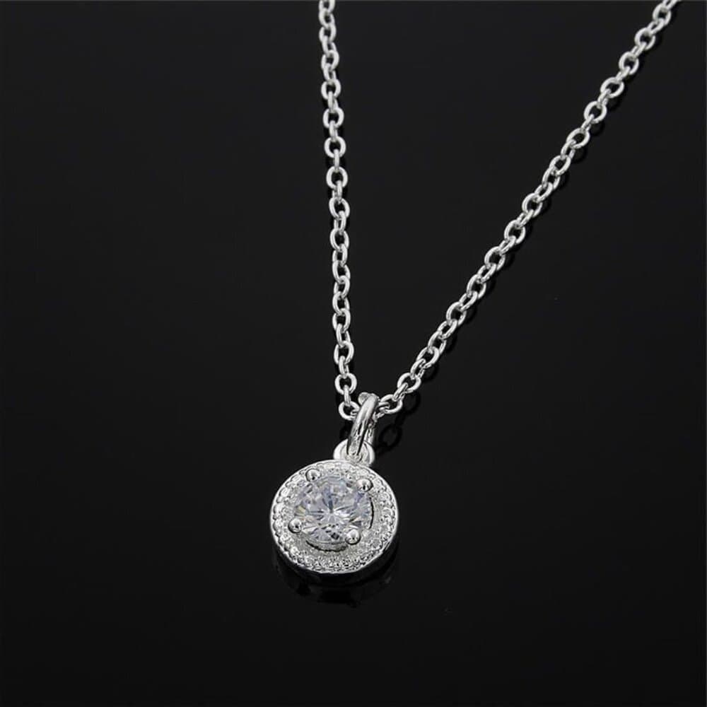 Avianna Halo Cubic Zirconia Sterling Silver Pendant Necklace Gift Boxed - Thumbnail 9