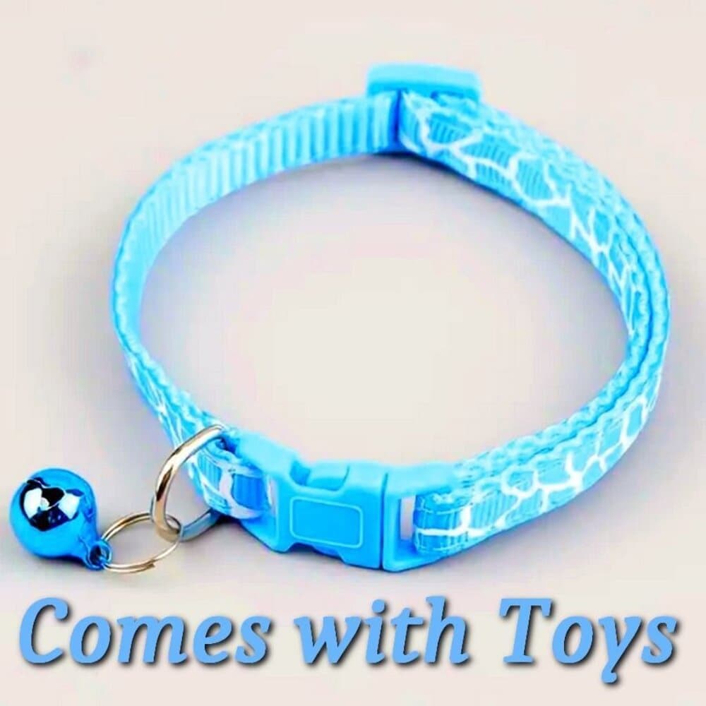 Belen Kutest Blue Giraffe Pattern Cat Collar with Bell and Toys Gift Package - Thumbnail 10